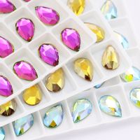 Astrobox 10pcs Flatback Colorful Drop Nail Rhinestones For Nails Art Decorations Crystal Glass Stone Manicure 3D Shiny