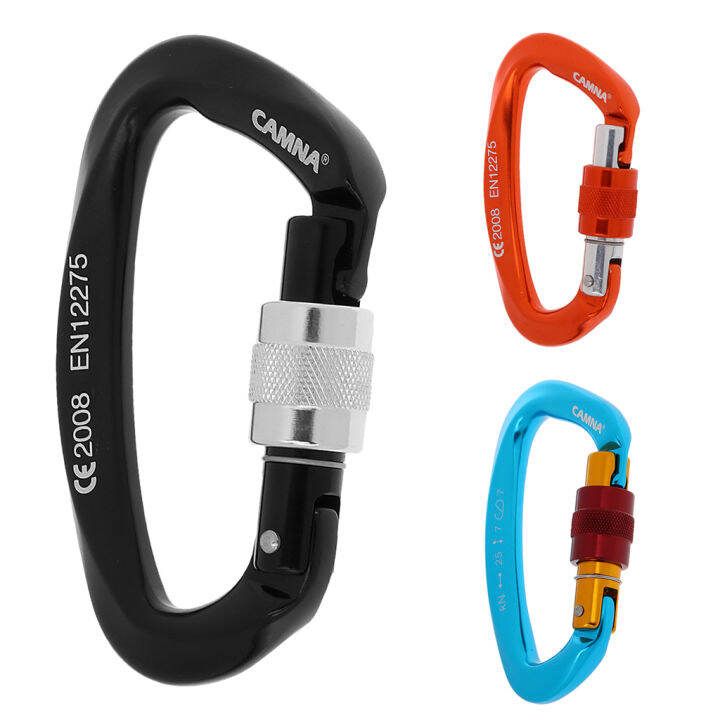 lazaralife-3ชิ้น25kn-เกลียวล็อค-carabiners-rock-tree-climbing-rescue-ตะขอเปล