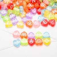 100pcs/lot Heart Acrylic Letter Beads Colorful Alphabet Loose Spacer Beads For Jewelry Making DIY Handmade Bracelet Necklace