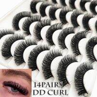 DEQWQRT 14 Pairs ทำด้วยมือ ละคร ธรรมชาติยาว มิงค์เทียม ขนตาปลอม DD Curl Lashes 20มม.