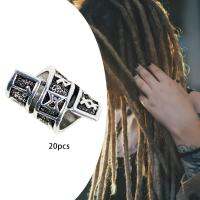 20Pcs Antiqued Silver Beard Beads Alloy Hair Beads Rings Spiral Runes Dreadlocks Beads for Bracelet Pendant Hair Braid Jewelry Belts