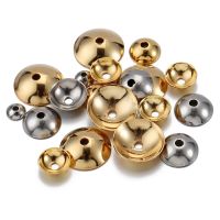 50pcs Gold Color Stainless Steel Bead Caps Round Spacer Beads Cap for Bracelet Necklace Charms Pendants Jewelry Making DIY Beads