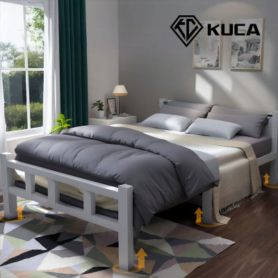 KUCA เตียงพับได้ ไม่ต้องติดตั้ง เตียงพับ เตียงแบบพกพา เตียงไม้พับได้ โซฟาปรับนอนได้ เตียงเหล็ก รับน้ำหนักได้300ปอนด์