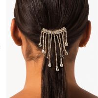 Tassel Full Diamond Hairpin  A Word Clip on The Back of The Female Head  High-end Side Hairpin  Temperament Hair Accessories