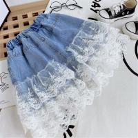 4-12Y Girls Denim Skirts 2021Spring Summer New Youth Skirts Clothing Childrens Fashion Skirts Mesh Skirts Baby Denim Skirts