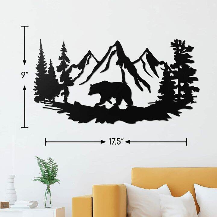 17-5x9inch-bear-wall-art-for-cabin-hunting-pine-tree-cabin-lodge-metal-wall-decor