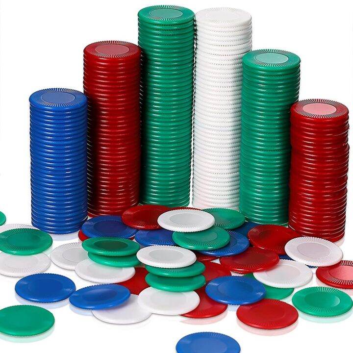 400 Pieces Plastic Poker Chips Game Chips 4 Colors Counter Card for