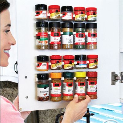 hotx【DT】 4 Layers Spice Rack Organizer Wall Cabinet Door Hanging Jars Clip Hooks Set Storage Holder Gripper Accessories
