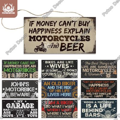 Putuo Decor Motocycle Funny Wooden Signs Wooden Hanging Signs Plaque Wood for Garage Bar Pub Plaque In Home Decor  Power Points  Switches Savers