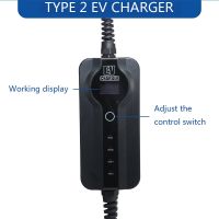 WUFEN 110V Type2 EV ที่ชาร์จในบ้านแบบพกพา5M สาย EVSE IEC 62196 16A ชาร์จปืนกล่องผนังควบคุมรถยนต์ไฟฟ้าสำหรับ Tesla