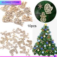 KLOMKZ 10pcs/set DIY Craft Snowman Pendant Xmas Hanging Wooden Ornaments Elk Christmas Tree Decoration