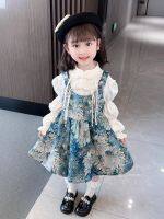 CUI YI SHOP and New 2023 Chinese Baby Shirt Suspender Skirt Two-piece Set