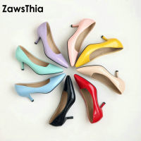 Zawstia รองเท้าส้นสูงผู้หญิงปั๊มบางส้นคลาสสิกสีเหลืองสีม่วงเซ็กซี่สุภาพสตรีสำนักงานอาชีพรองเท้าผู้หญิงแต่งตัวรองเท้าส้นเข็ม