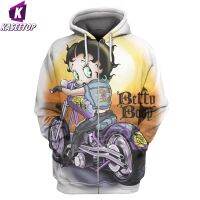 เสื้อนอก2 2023NEW เสื้อลายการ์ตูนเสื้อกีฬาผู้หญิง Betty Boop-S น่ารักสำหรับท่านชายเสื้อจั๊มเปอร์แขนยาวแนว Streetwear พิมพ์ลายฮู้ดแบบซิปเสื้อวอร์ม Plover