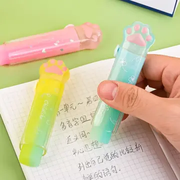 Kawaii Retractable Eraser Cute Cat Korean Stationery Rubber Drawing Erasers  Children's school supplies Office