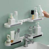 YJ438 ขายร้อน - / 1ชิ้นหมัดฟรี180 ° ห้องน้ำหมุนชั้นวางติดผนังห้องน้ำ Washstand ท่อระบายน้ำชั้นวางสบู่พับครัวผนังชั้นเก็บ