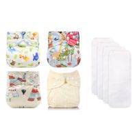 4Pcs Diaper with Insert ECO-friendly Suede Cloth Pocket Diaper Adjustable Reusable fralda Ecological Cloth Diaper 3-15kg