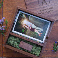 (Free logo or words names engraving) Wooden Photo Album Box USB 3.0 Pendrive DIY Engraved Logo Wedding Memory