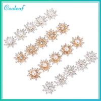 COOLEAF 10PCS 16MM DIY เครื่องประดับกิ๊บ Flatback หัวเข็มขัดไข่มุก ปุ่ม Rhinestone ตัดเย็บเสื้อผ้า ปุ่มเกล็ดหิมะ