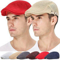 Sumemr Berets ตาข่าย British Vintage หมวกแบน Gatsby ชายสีทึบสีเทาสีดำฤดูใบไม้ผลิฤดูใบไม้ร่วง Berets ปรับหมวก