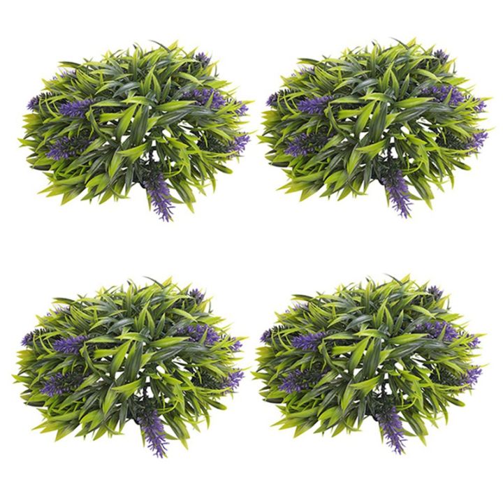 2x-hanging-topiary-ball-lavender-artificial-garden-flower-plant-decor-basket-25cm