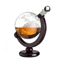 Whiskey Globe Decanter (28 Ounce) Etched World Globe Decanter Set for Liquor Bourbon Vodka in Premium Gift-Box - Home Bar Acce