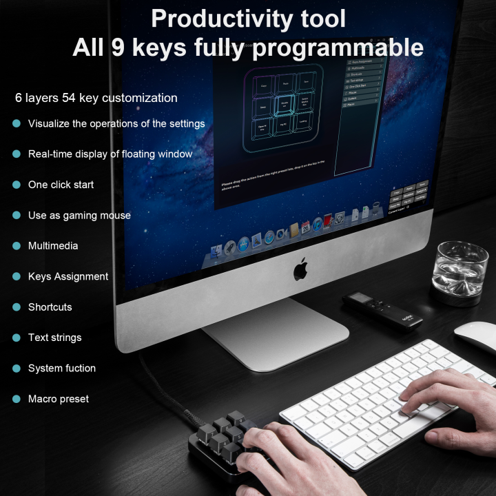 vaydeer-คีย์บอร์ดมาโคร-คีย์บอร์ดแมโครแบบมือเดียวปุ่มกดเล่นเกมกลไกอเนกประสงค์พร้อมปุ่มโปรแกรมได้9ปุ่มและปรับได้ปุ่มกดมาโครใช้งานร่วมกับ-mac-os-windows-vista