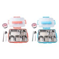 5 Compartments Lunch Box Stainless Steel Leak-Proof Bento Boxes Soup Container School Dinnerware