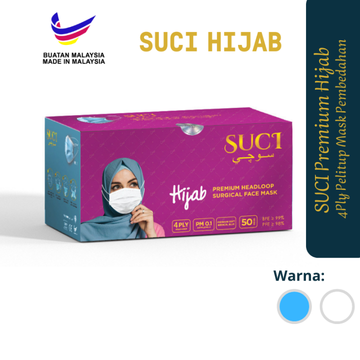 YEAR END CLEARANCE (SIRIM Approved) SUCI Premium 4 Ply Hijab Mask