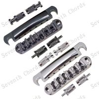 WK-A Set Roller Saddle Tune-O-Matic Bridge &amp; Tailpiece For GB LP Electric Guitar With Big Studs &amp; Anchor  - Chrome &amp; Black