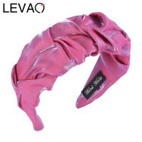 LEVAO Women Fashion Hair Accessories Glitter Satin Fabric Hairband Pleated Headband Girls Wide Headwear Hair Band With Free Gift