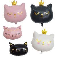 Cute Cat Head Balloon Foil Balloons White Pink Cat Helium Balloon Birthday Decoration Kids Toy Globos Event Party Supplie Balloons