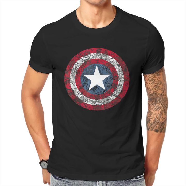 หมวก-shield-การ์ตูน-hip-hop-tshirt-disney-captain-america-ฟิล์ม-casual-t-เสื้อร้อนขายเสื้อยืดผู้ใหญ่