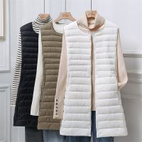 ZZOOI Winter Ultra Light White Duck Down Vest Jacket Parkas Women Long Down Waistcoat Coat Ladies Single-breasted Sleeveless Outwears