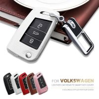 ✠☍♈ For Volkswagen Passat 2018 Leather Key Keyless Remote Entry Fob Case Cover Chain