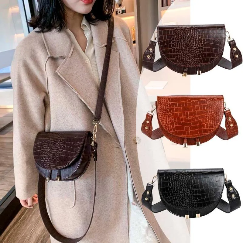 Luxury Fashion Women Designer 2021 Crossbody Bag Crocodile Semicircle  Saddle Bags Soft Leather Shoulder Bags For Ladies Handbags – Uliza Mall