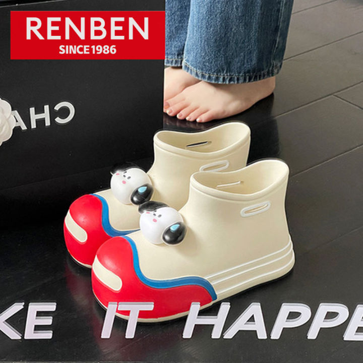 renben-รองเท้าบูทกันฝนรองเท้ากันฝนสุภาพสตรีใหม่-แฟชั่นข้อต่ำรองเท้ารองเท้าบูทกันฝนฝนแบบเกาหลีของเด็กผู้หญิงรองเท้าน้ำด้านนอกน่ารักแฟชั่นบูทกันฝนแบบสั้น-tu