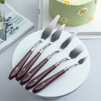 【☸2023 New☸】 niuxi4 5ชิ้นอุปกรณ์ทำขนมพายขนมสแตนเลส Spatula มีดแบบปาดครีมเรียบเครื่องมือตกแต่งเค้กใบมีดโกน