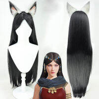 Game Naraka: Bladepoint Matari Cosplay Wig Synthetic Long Black Hair Wigs Women Otaku Halloween Comic Con Party Ears Tail Prop