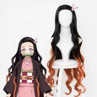 【】 littlebaby.lk 100Cm/39 "อะนิเมะปีศาจฆ่า: Kimetsu No Kamado ผมยาวสีดำกับสีส้มวิกชุดคอสเพลย์ผู้หญิง + ตาข่ายคลุมผมสำหรับใส่วิก