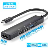 USB 3.0 HUB PD 100W 4K 30Hz USB C HUB Multi USB Splitter Power Adapter USB 3.0 Multiple Expander For HUAWEI Xiaomi Macbook USB Hubs