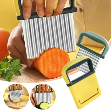 Crinkle Potato Cutter - 2.9 x 11.8 Stainless Steel French Fries Slicer Handheld Chipper Chopper Potato Carrot Chopping Knife Home Kitchen Wavy