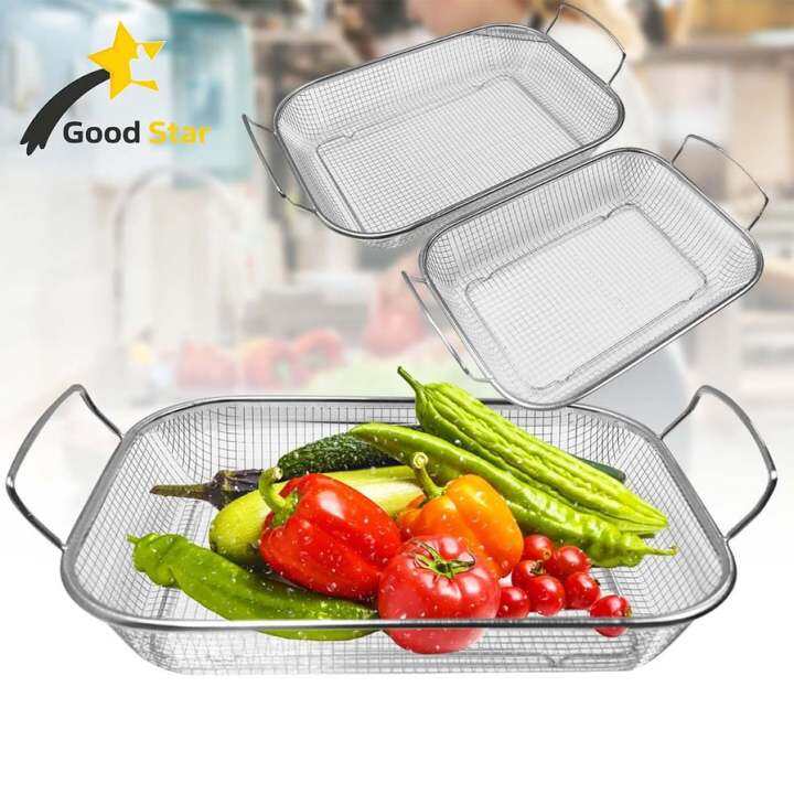 Stainless Strainer Rectangle Colander Drainer Washing Vegetables Fruits ...