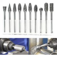 【New release】 【Trusted】 10Pcs ทังสเตนคาร์ไบด์ Double Cut Milling Cutter ไฟล์โรตารี่1/8นิ้ว Shank Grinding Burr ชุดเครื่องมือ Dremel Electric Grinding