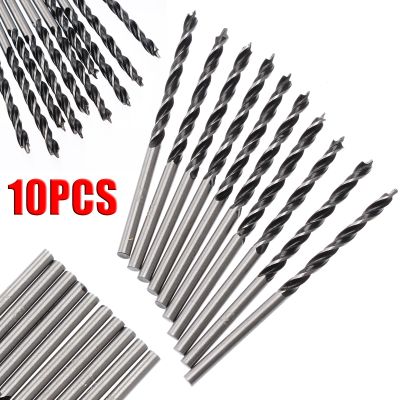 HH-DDPJ10pcs/set 3mm Diam Twist Drill Bit 58mm Length Wood Spiral Drill Bits With Center Point High Strength Woodworking Drilling Tool