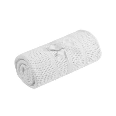 ผ้าห่มเด็ก mothercare cot or cot bed cellular cotton blanket- white X3714