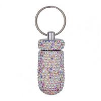 Medicine Organizer Bottle Pill Box Tablet Holder Sparkling Fine Workmanship Full Rhinestone Aluminum Alloy Vial for Hiking