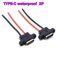 USB 3.1 Connector Type-C 2 Welding Wire Female Waterproof Female Socket Rubber Ring High Current Fast USB-C Charging port