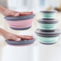 3pcs Set Silicone Foldable Lunch Box Outdoor Travel Storage Bowl Portable Food Storage Container Snack Salad Bowl Tableware