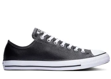 Mens black leather sale converse high tops